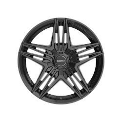 GLOSS BLACK BOLT ON COVER CAP WITH BLACK EMBLEM AND BRUSHED "MOTIV" LOGO FOR MOTIV 440